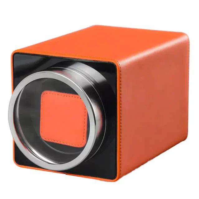 Remontoir Montre Cuir Orange Tangerine