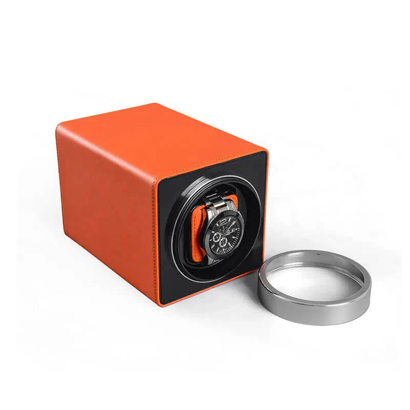 Remontoir Montre Cuir Orange Tangerine