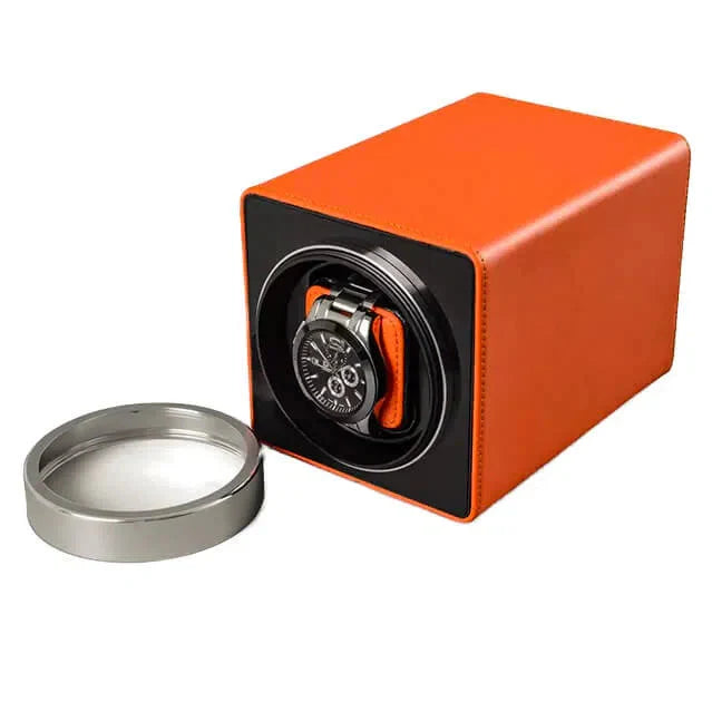 Remontoir Montre Cuir Orange Tangerine