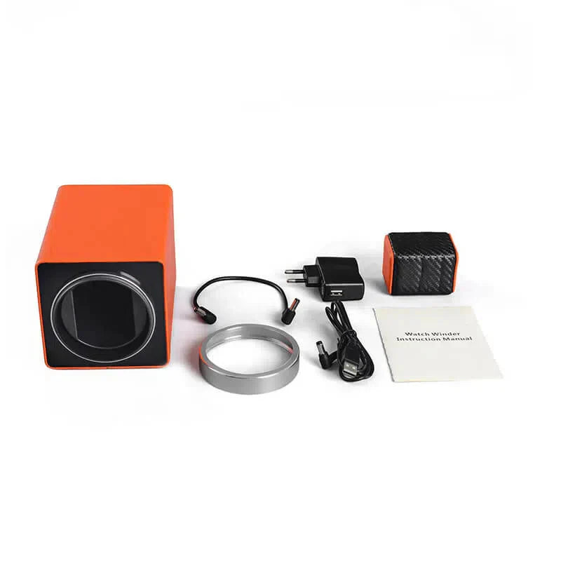 Remontoir Montre Cuir Orange Tangerine