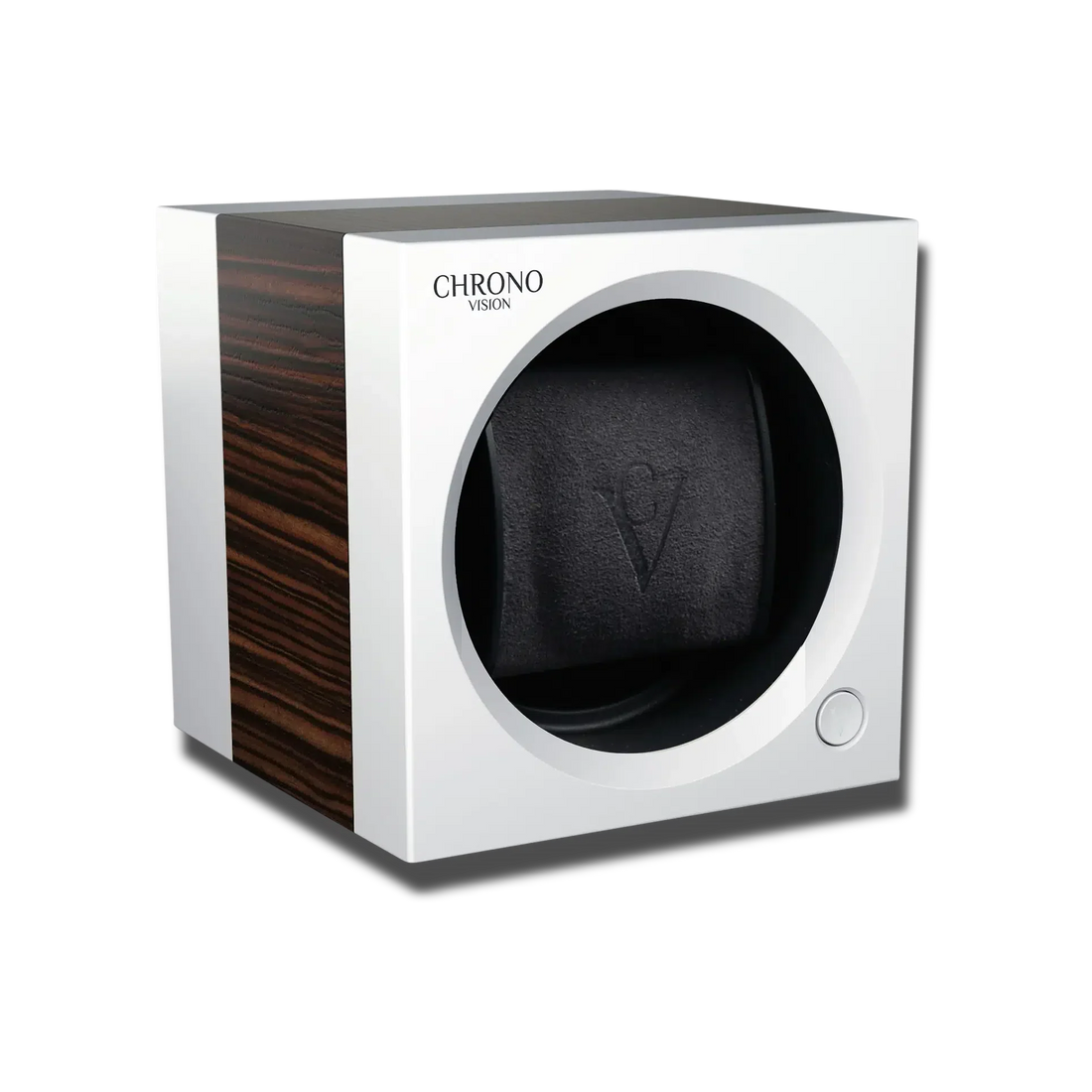 Remontoir 1 place blanc et noyer – rotor vide avec coussin en satin