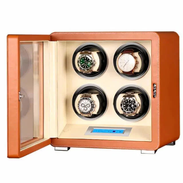 Remontoir Montre Cuir Velours Retro 4 Places