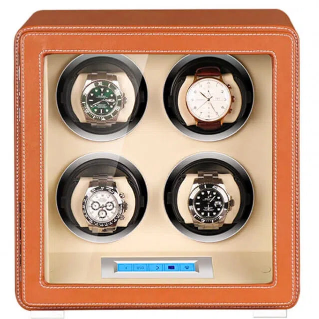 Remontoir Montre Cuir Velours Retro 4 Places