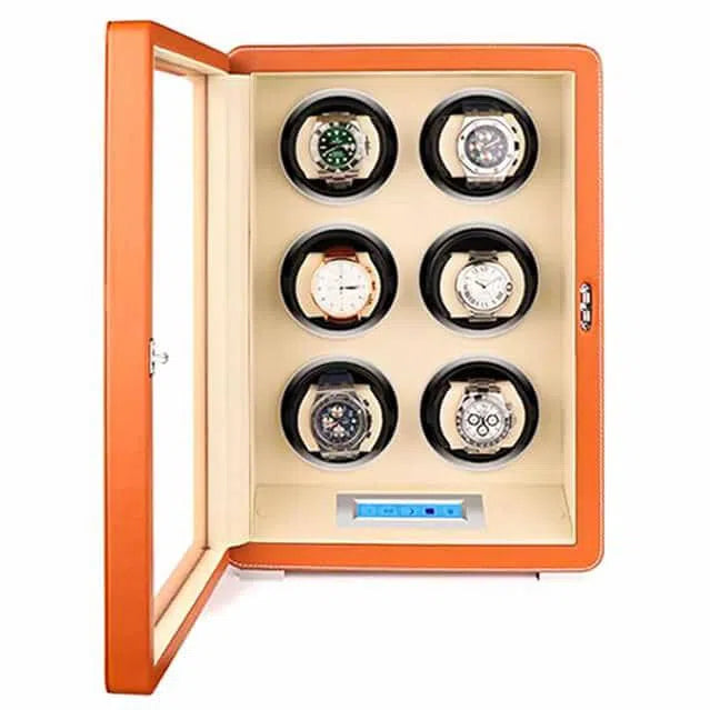 Remontoir Montre Cuir Velours Retro 6 Places