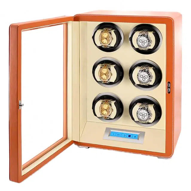 Remontoir Montre Cuir Velours Retro 6 Places