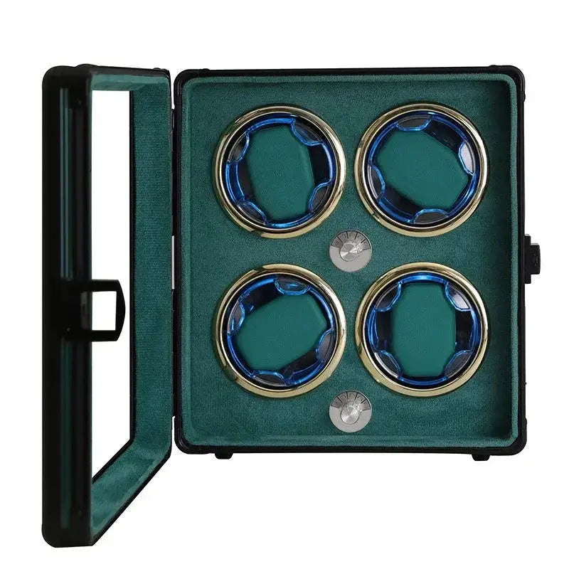 Coffre Fort Montre Métal Quatuor Vert Émeraude 4 Places