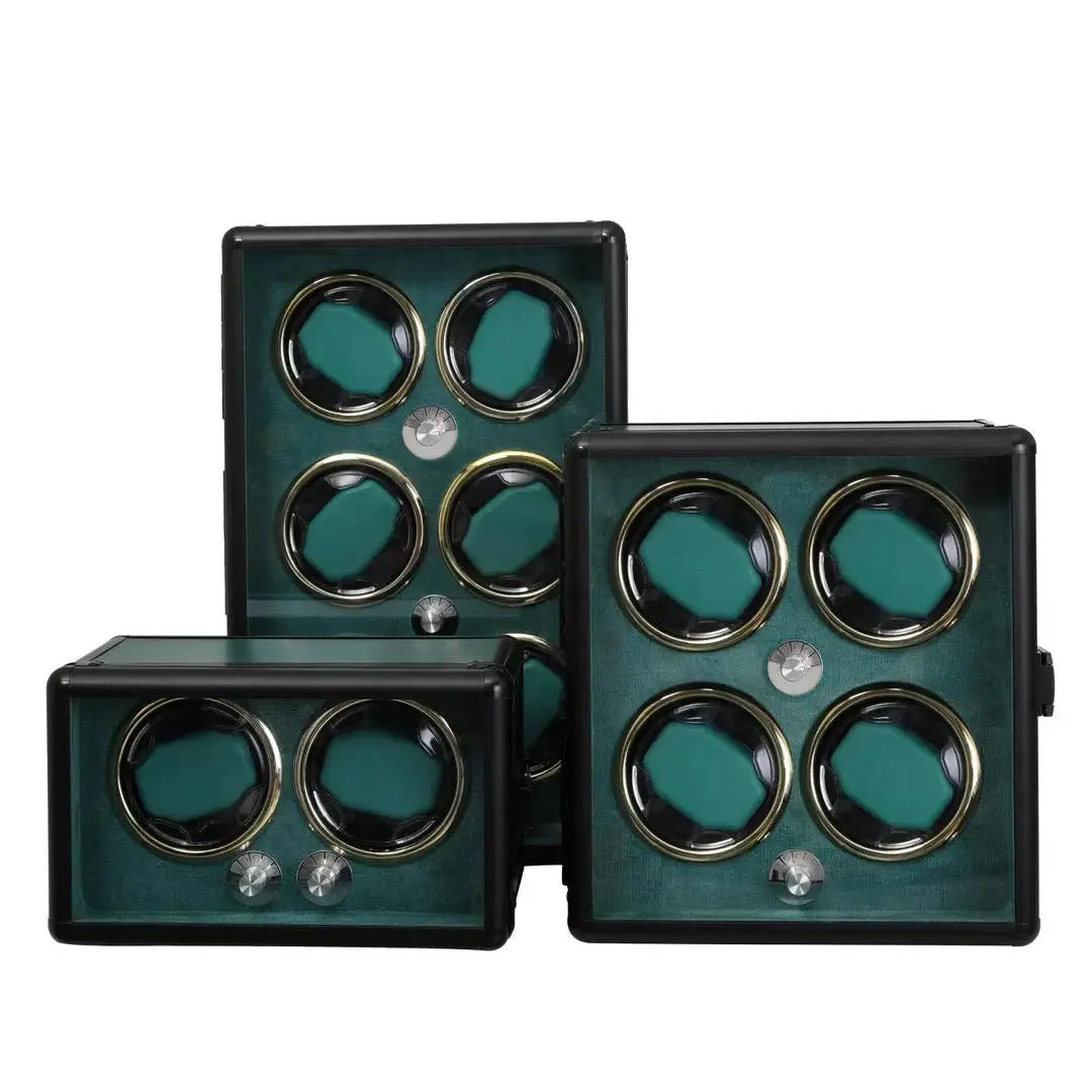 Coffre Fort Montre Métal Quatuor Vert Émeraude 4 Places