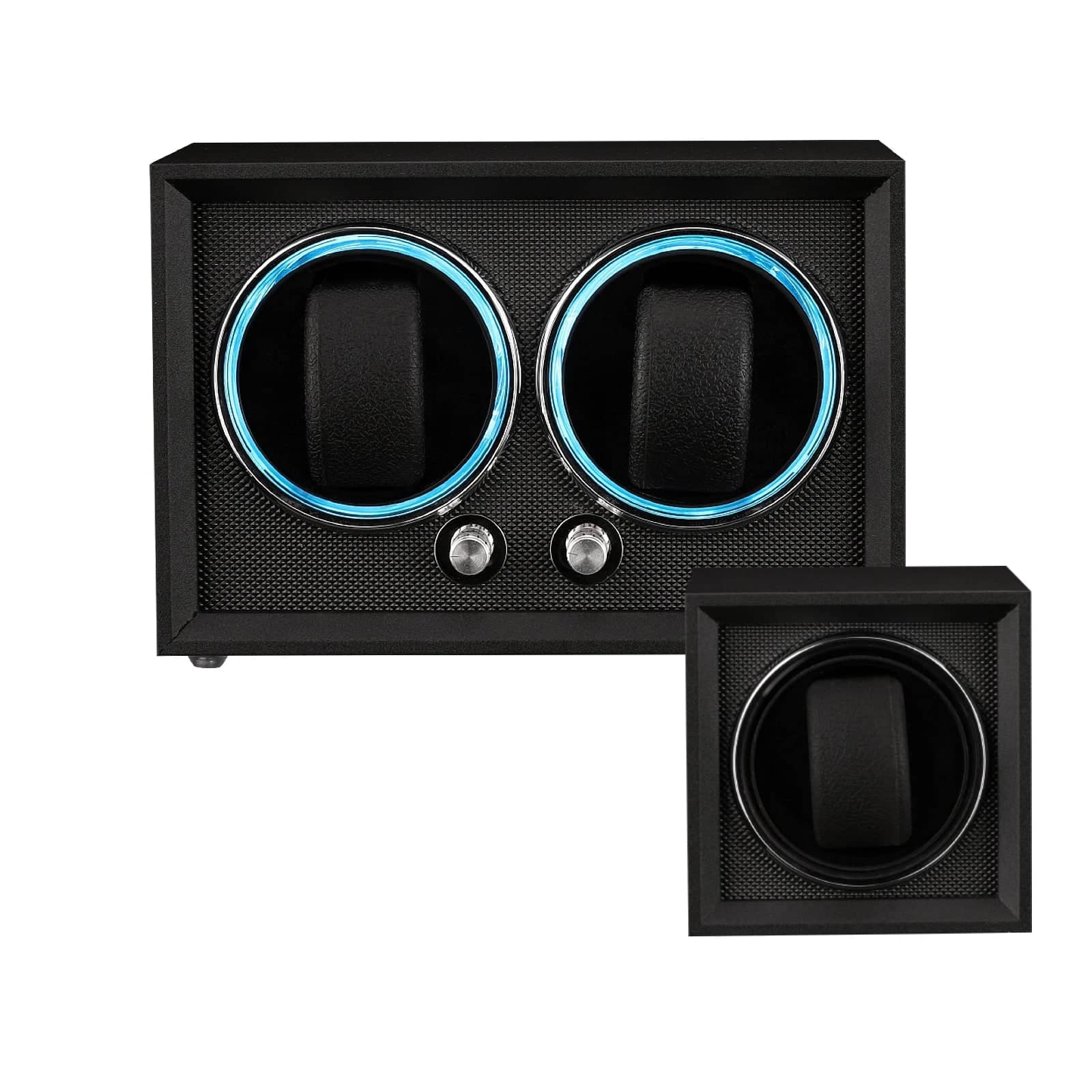 Remontoir Montre Bois Noir Double Cube