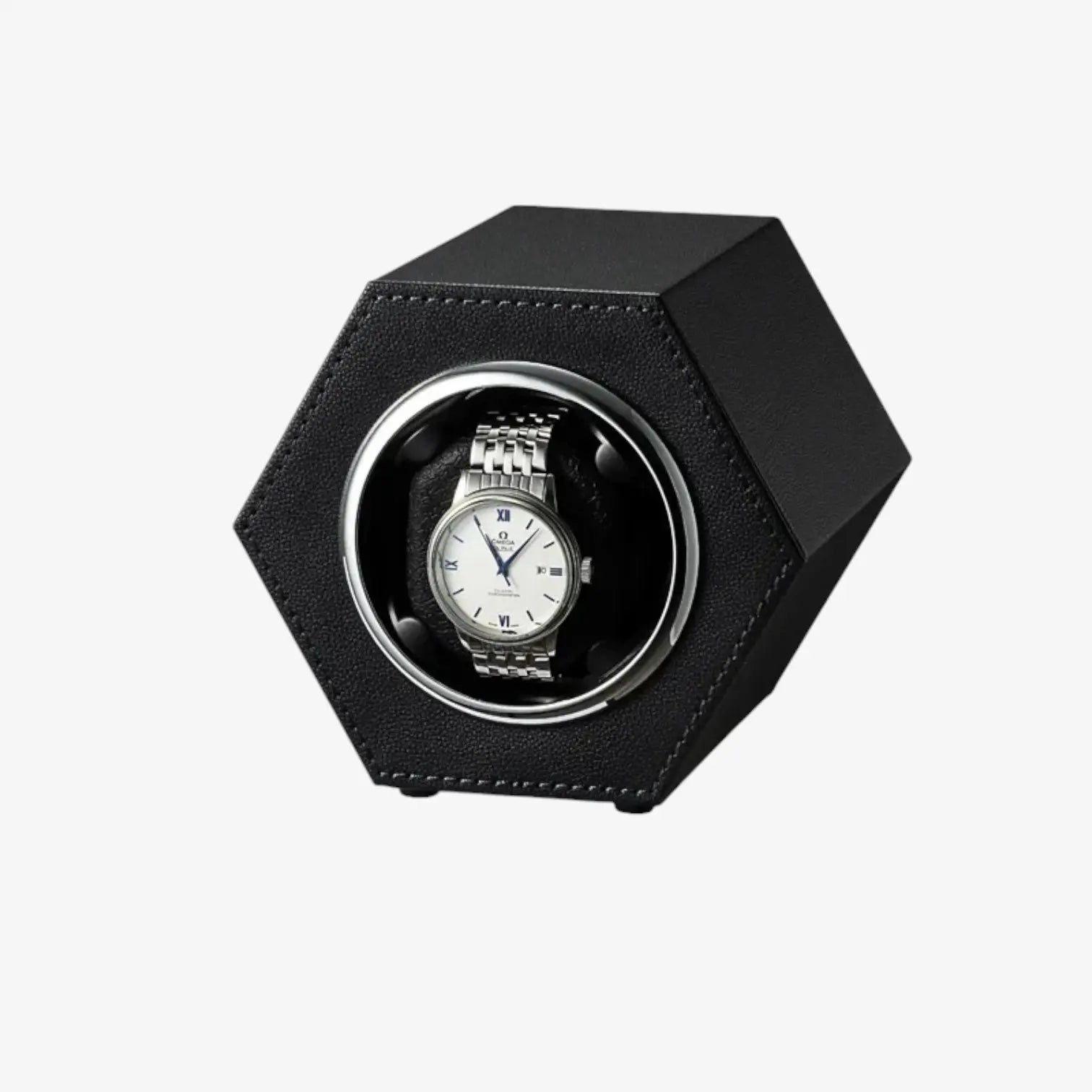 Remontoir Montre Cuir Hexagonal Vibrato Luxe