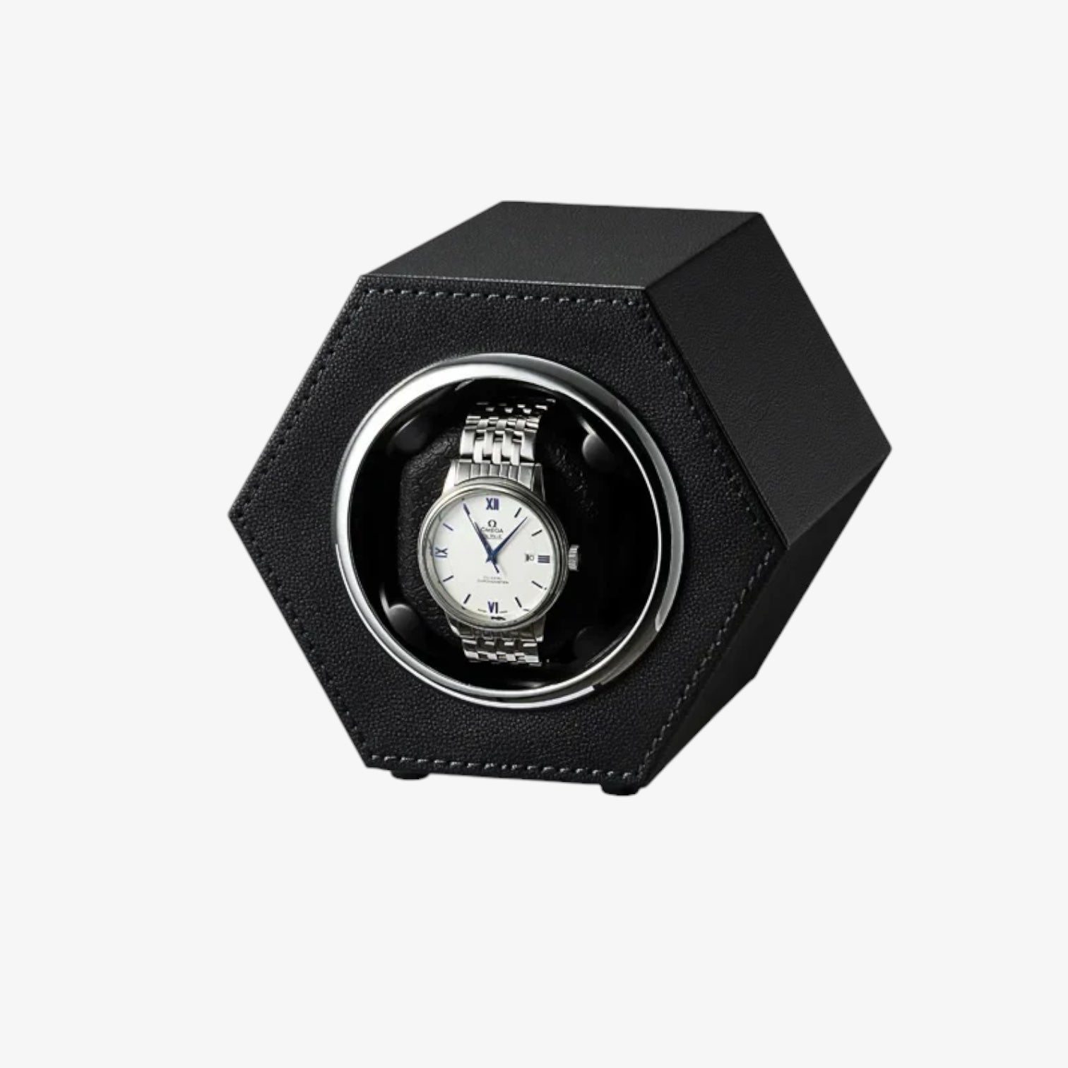 Mini Remontoir Montre Cuir Hexagonal Compact