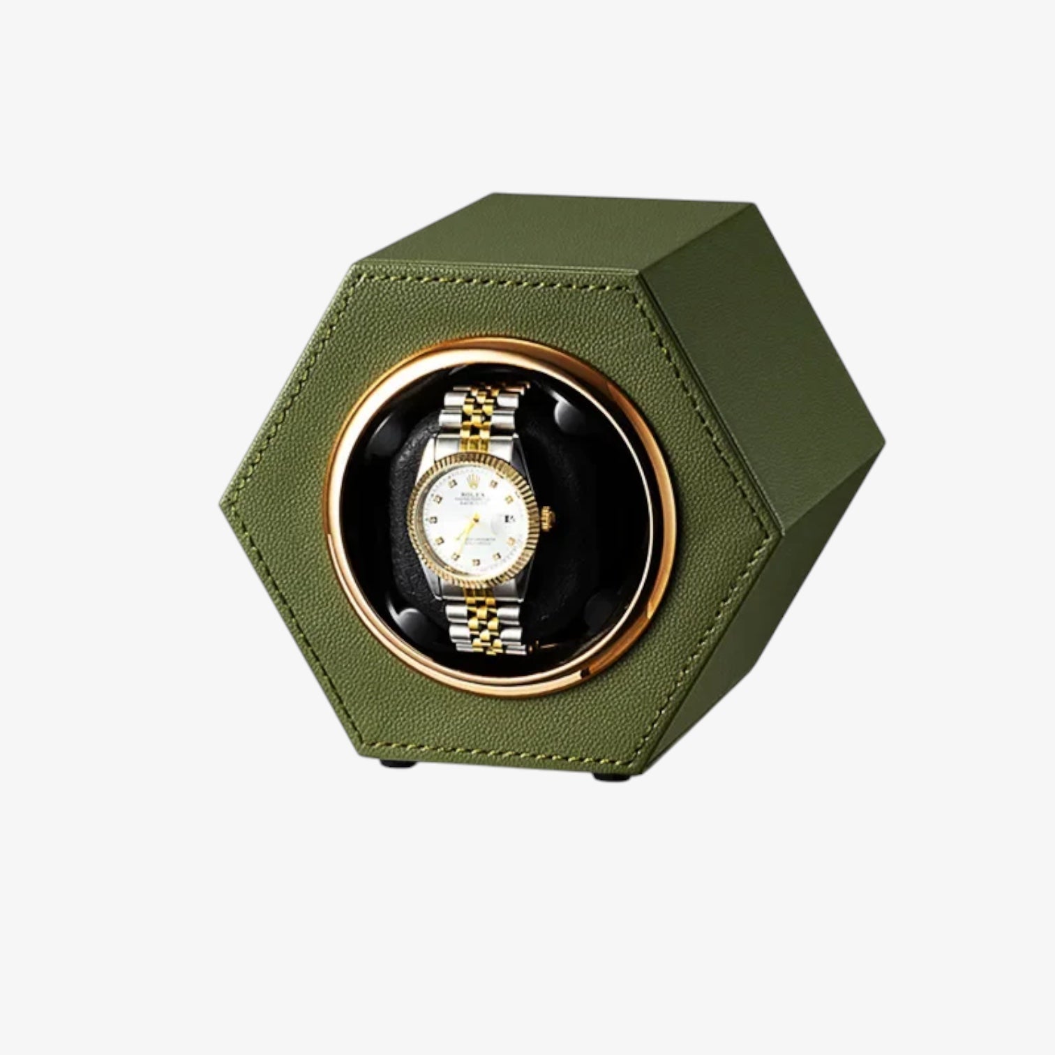 Mini Remontoir Montre Cuir Hexagonal Compact