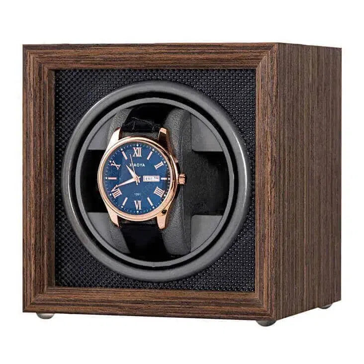 Remontoir Montre Cube Bois Chêne Ardoise