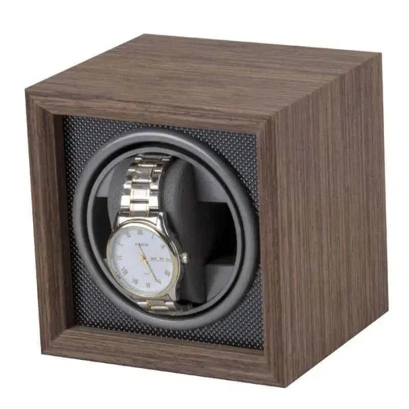 Remontoir Montre Cube Bois Chêne Ardoise