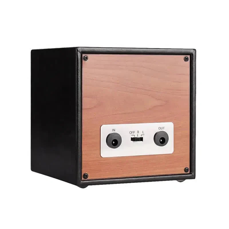 Remontoir Montre Cube Bois Cuir Noir Moderne