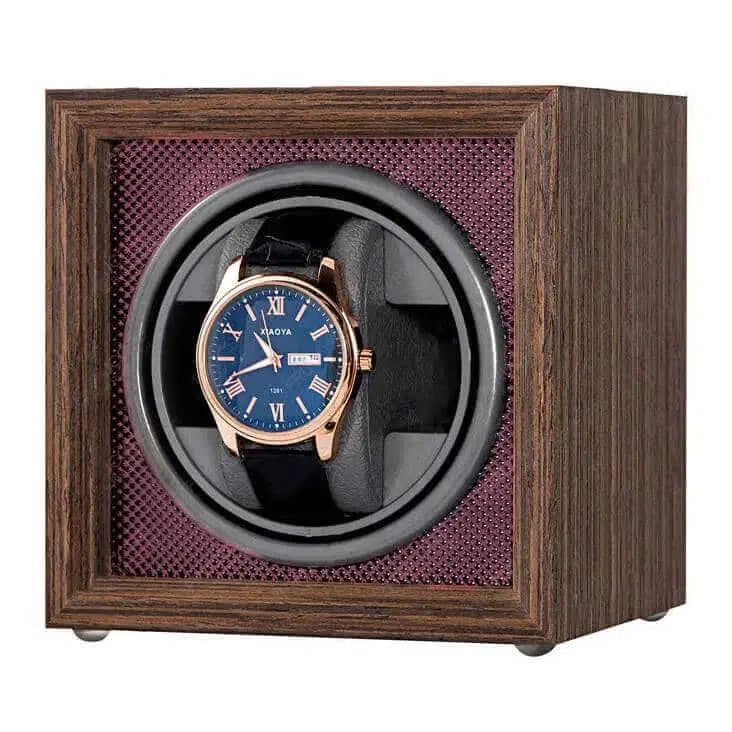 Remontoir Montre Cube Bois Chêne Terracotta