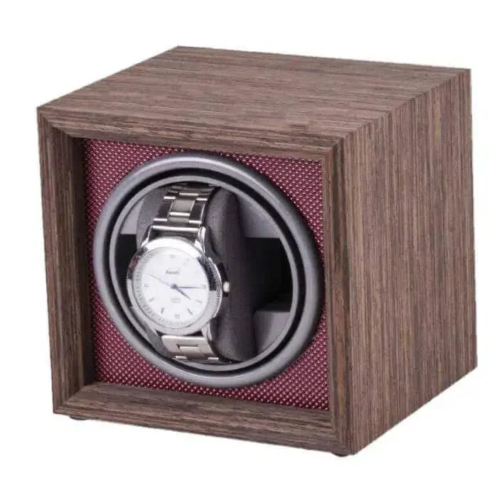 Remontoir Montre Cube Bois Chêne Terracotta