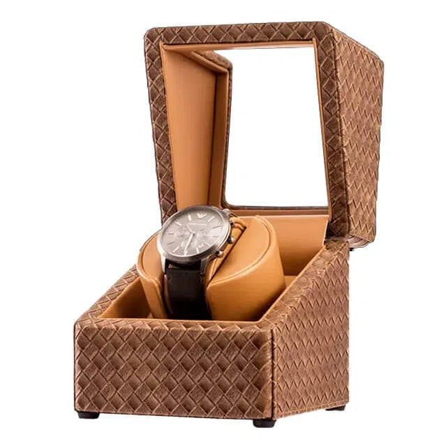 Remontoir Montre Bois Hêtre Cuir Marron Alezan