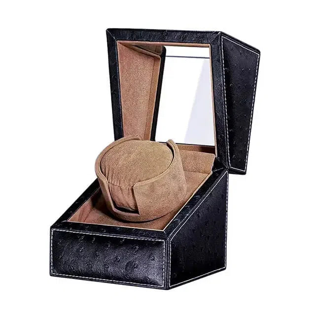 Remontoir Montre Cuir Autruche Noir Dracula
