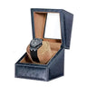 Remontoir Montre Cuir Autruche Bleu Océan