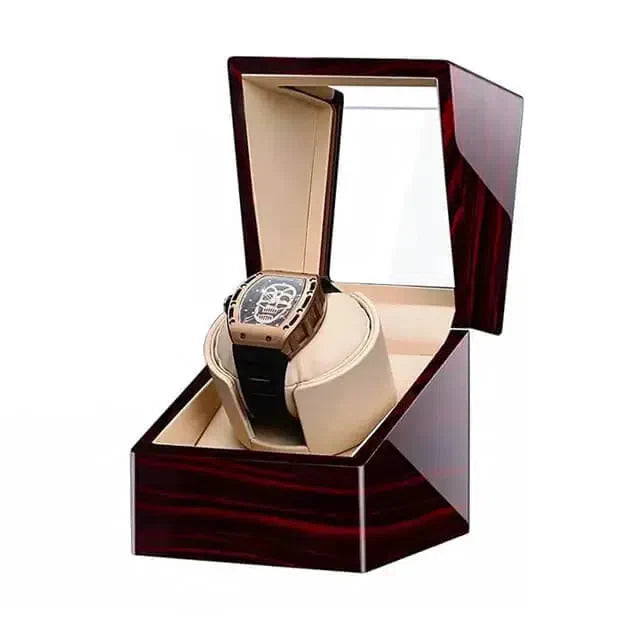 Remontoir Montre Bois Santal Cuir Jaune
