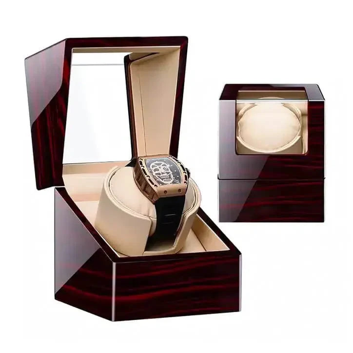 Remontoir Montre Bois Santal Cuir Jaune