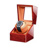 Remontoir Montre Bois Poirier Rouge Cuir Jaune