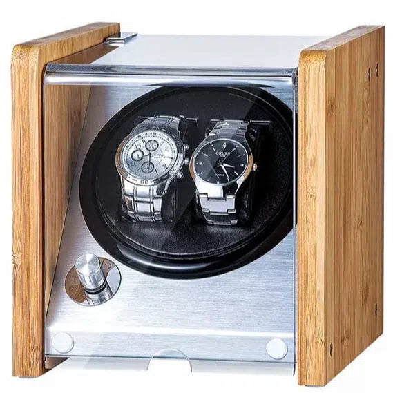 Remontoir Montre Bois Bambou Double Places