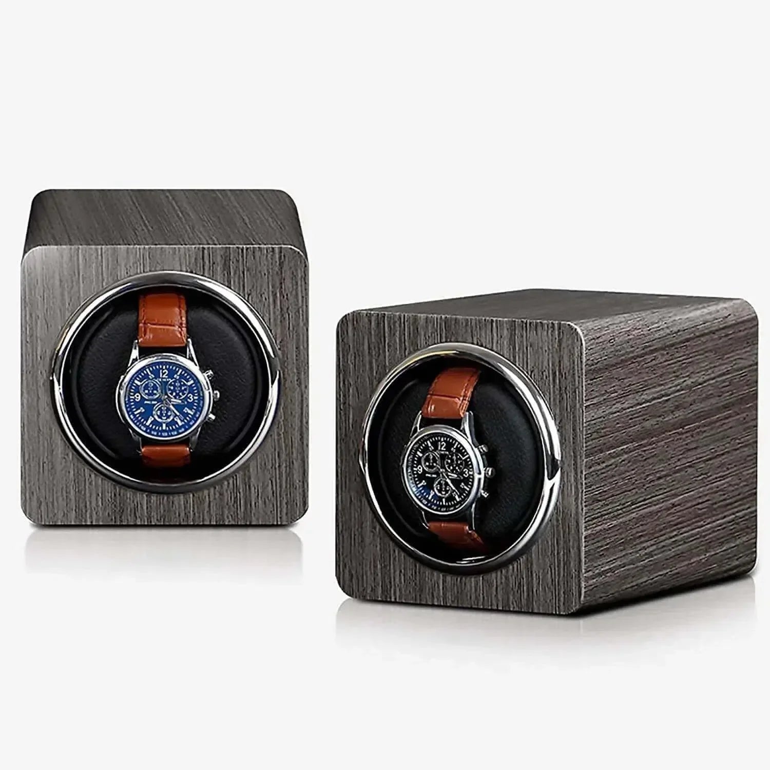 Remontoir Montre Cuir Fibre Carbone Prisme Cube 1 Place