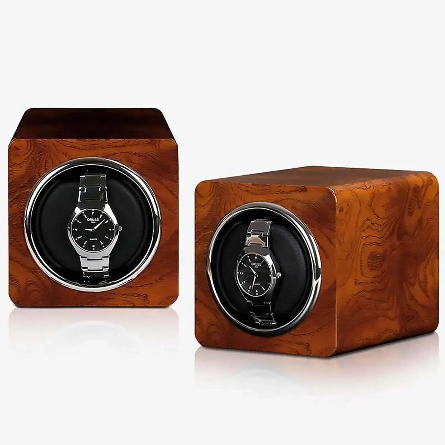 Remontoir Montre Bois Teck Prisme 1 Place