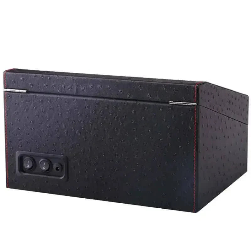 Coffre Fort Montre Cuir Noir 4 Remontoirs Automatiques