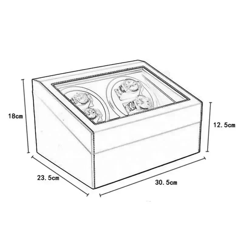 Coffre Fort Montre Cuir Noir 4 Remontoirs Automatiques
