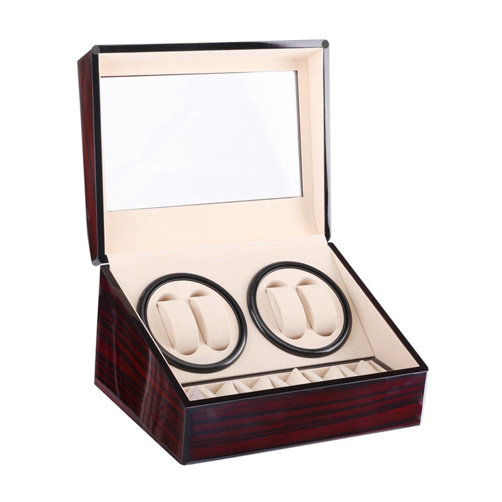 Remontoir Montre Automatique Bois 4 Slots Noir Marron
