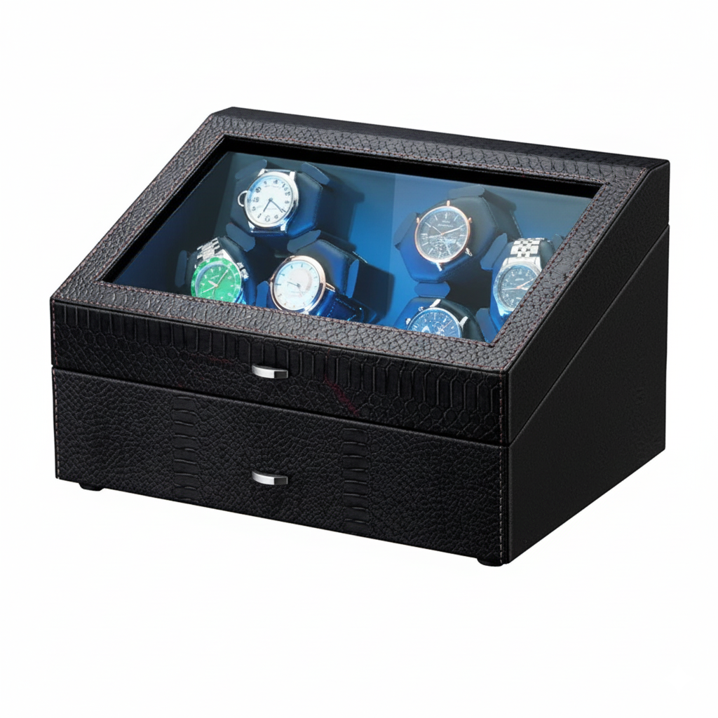 Remontoir Montre Similicuir LED Bleue Silencieux