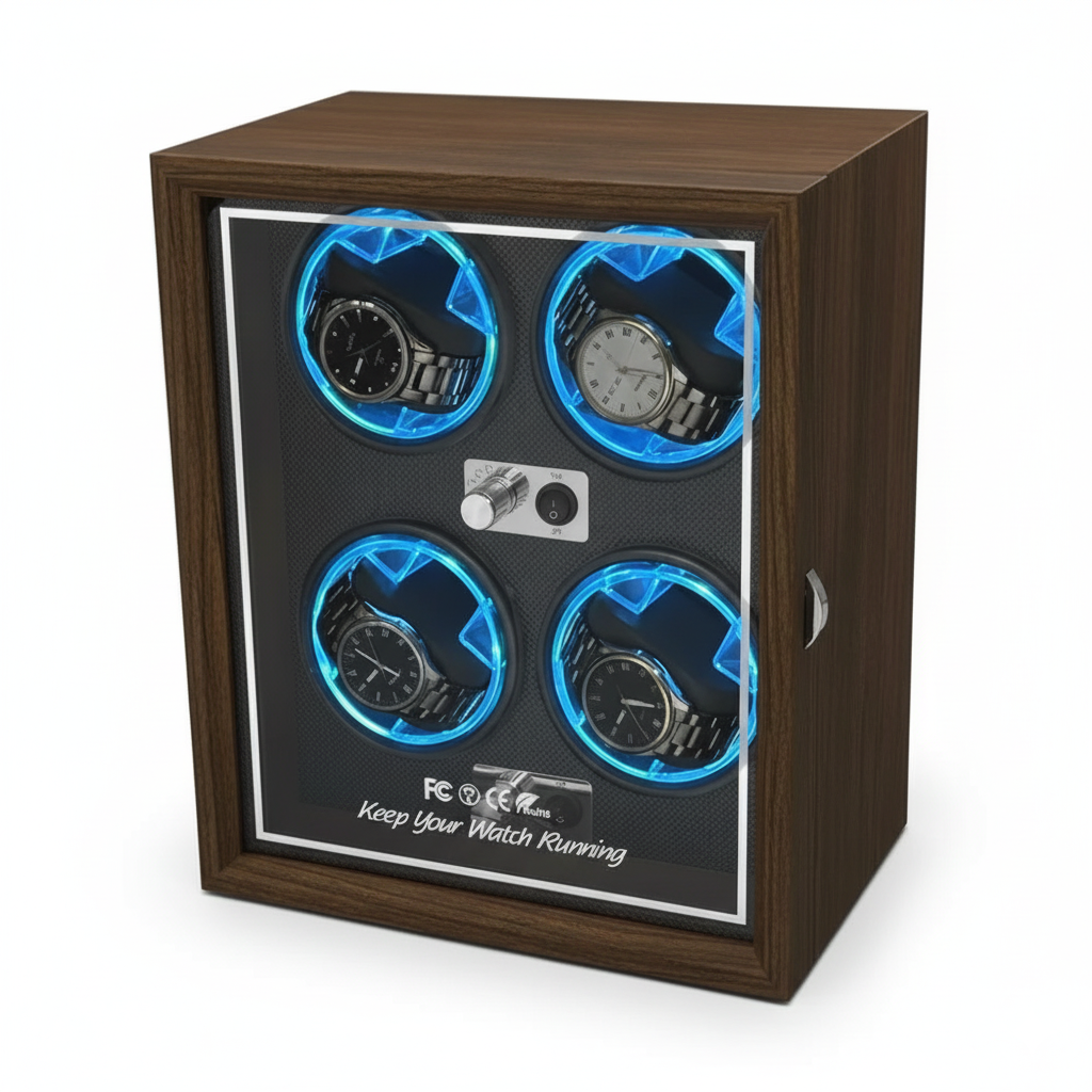 Remontoir Montre Similicuir LED Bleue Silencieux