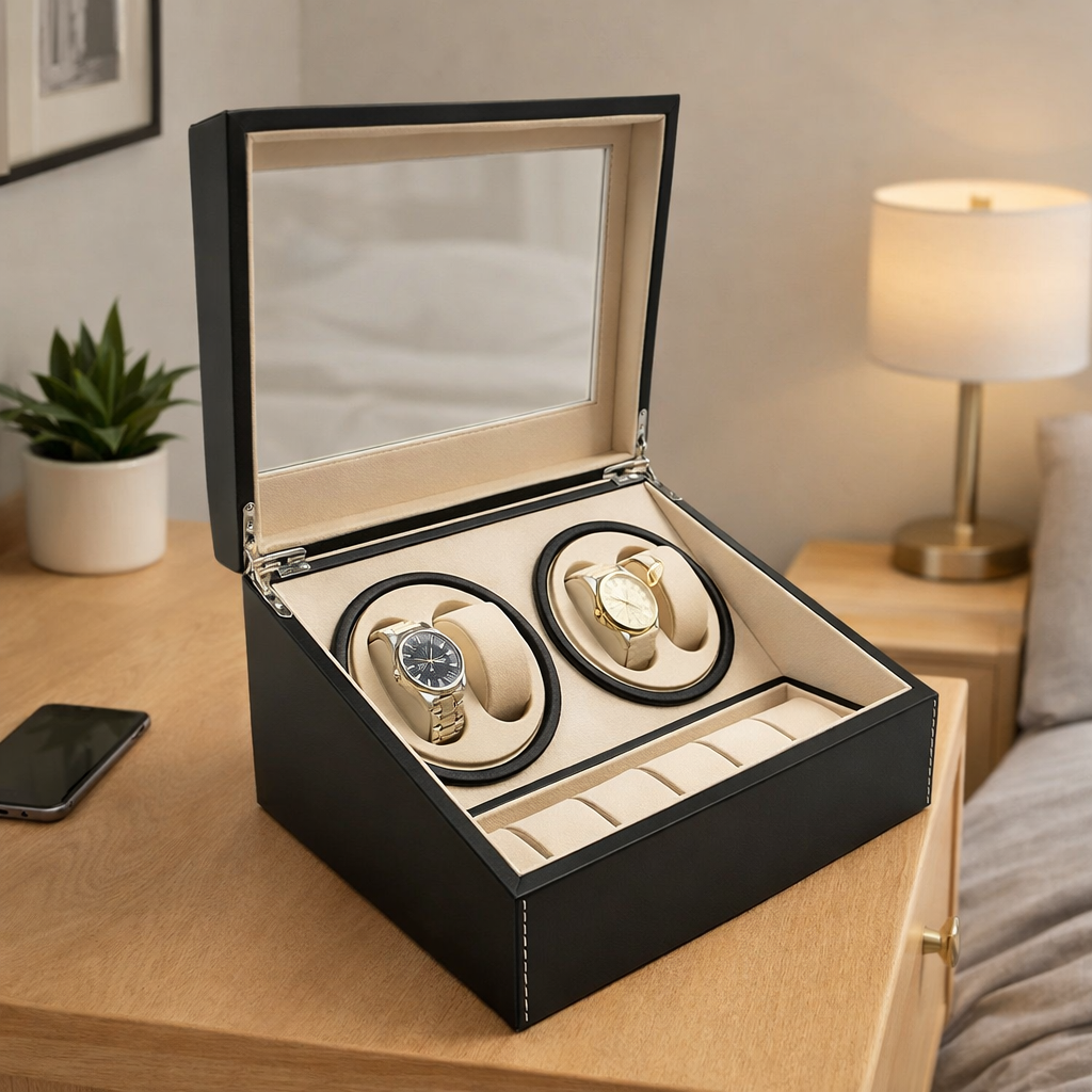 Remontoir Montre Automatique Bois Double Coffre