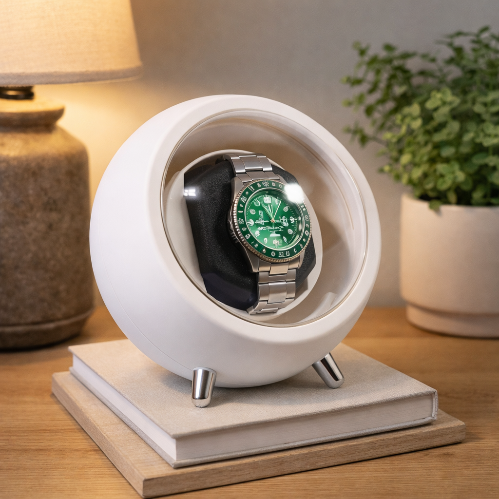 Remontoir Montre Cuir Silencieux Blanc