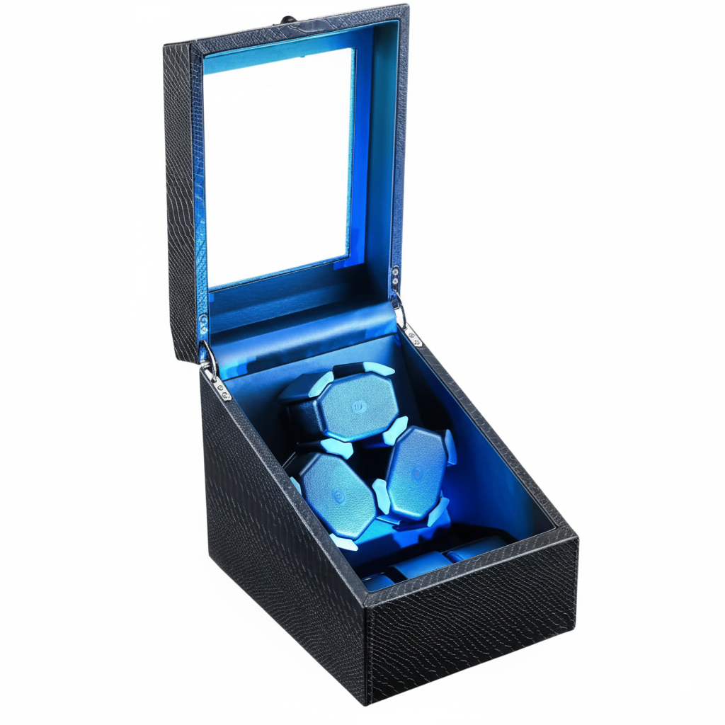 Remontoir Montre Similicuir LED Bleue Silencieux