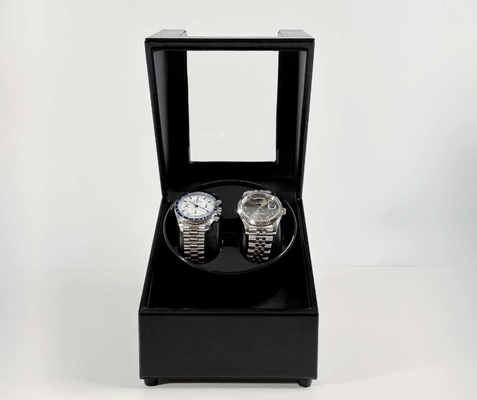 Remontoir Double Montres Cuir Silencieux Vitrine