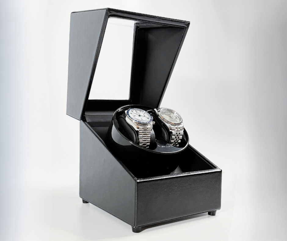 Remontoir Double Montres Cuir Silencieux Vitrine