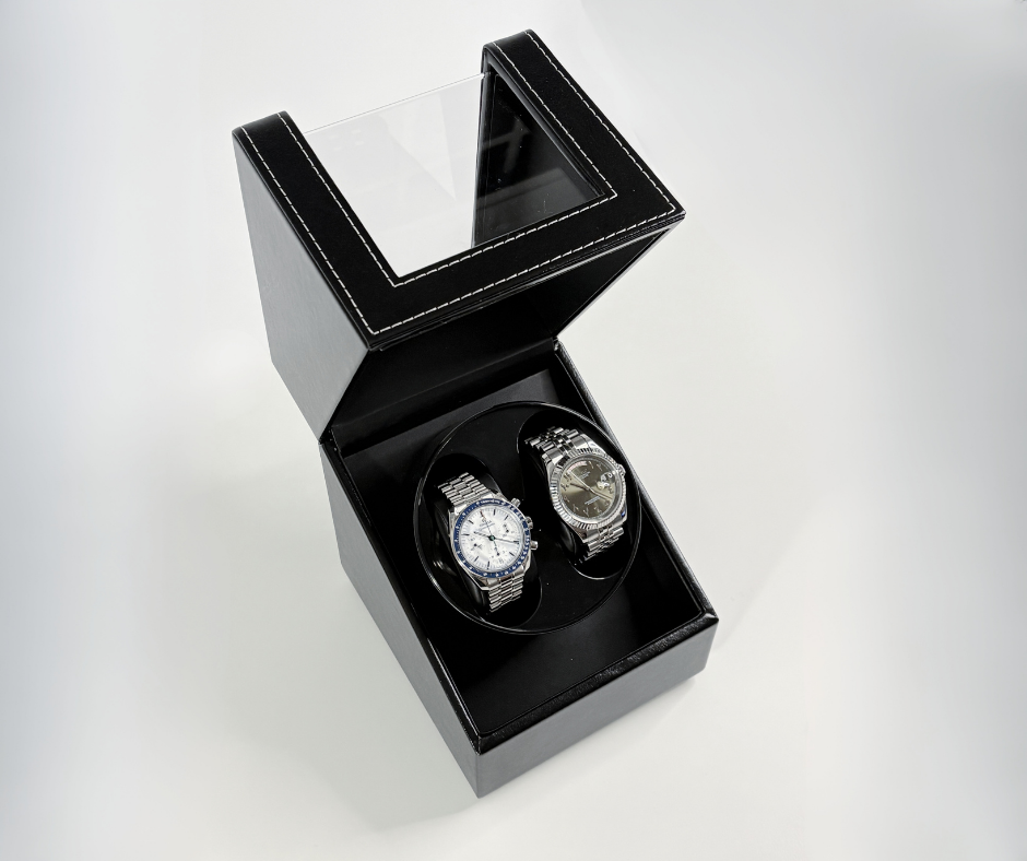 Remontoir Double Montres Cuir Silencieux Vitrine