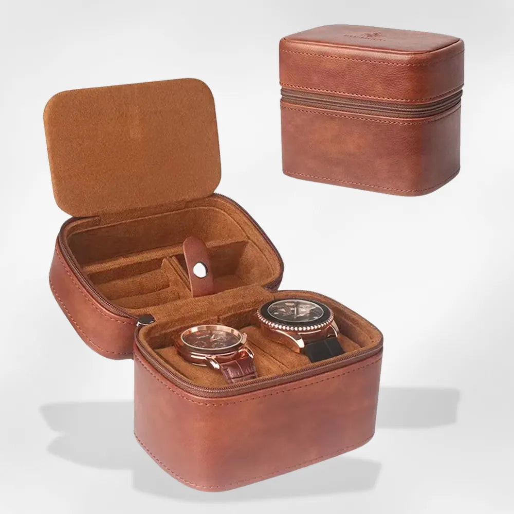 Boîte à Bijoux Cuir Homme Voyage Compact