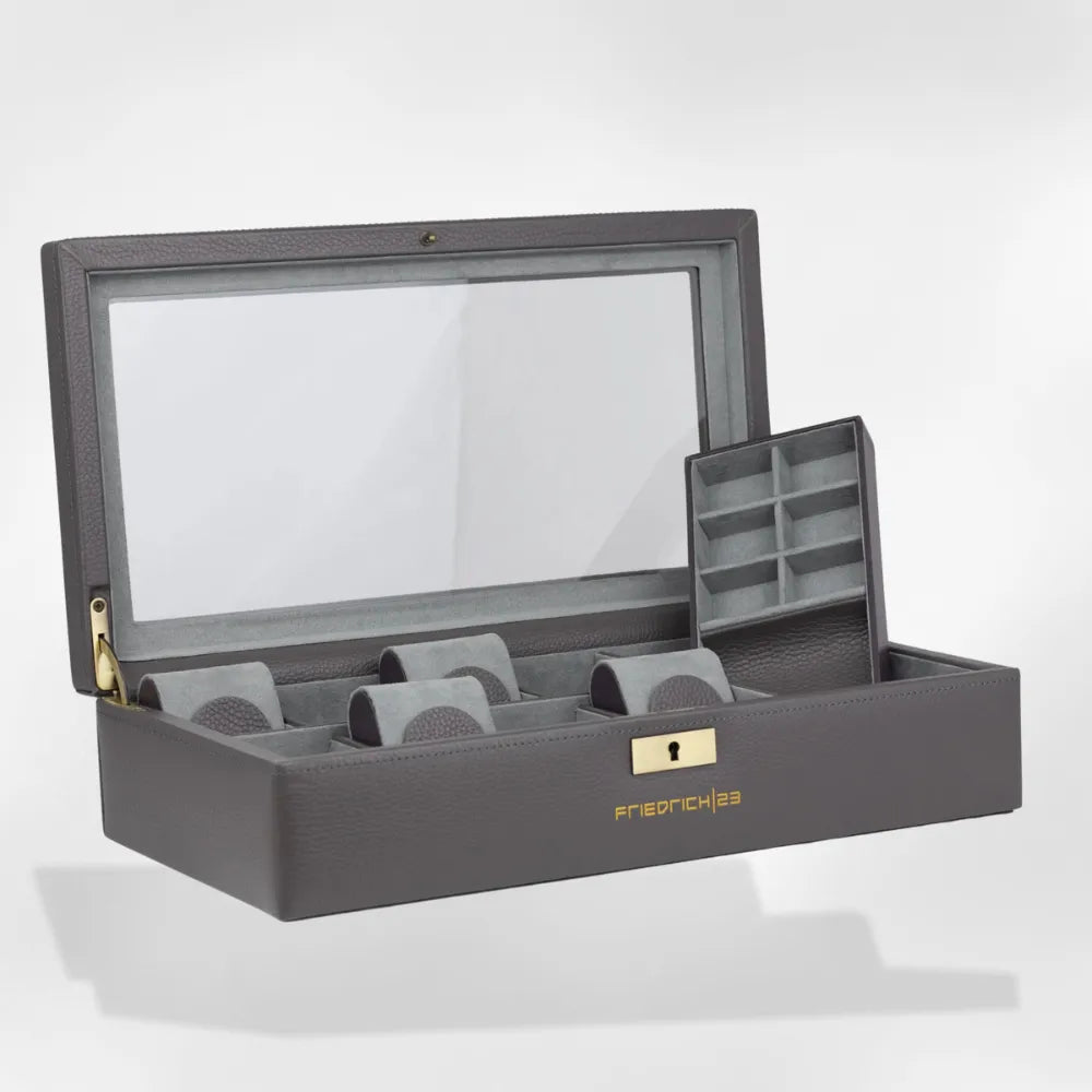 Coffre Fort Montre Bois Cuir 8 Places