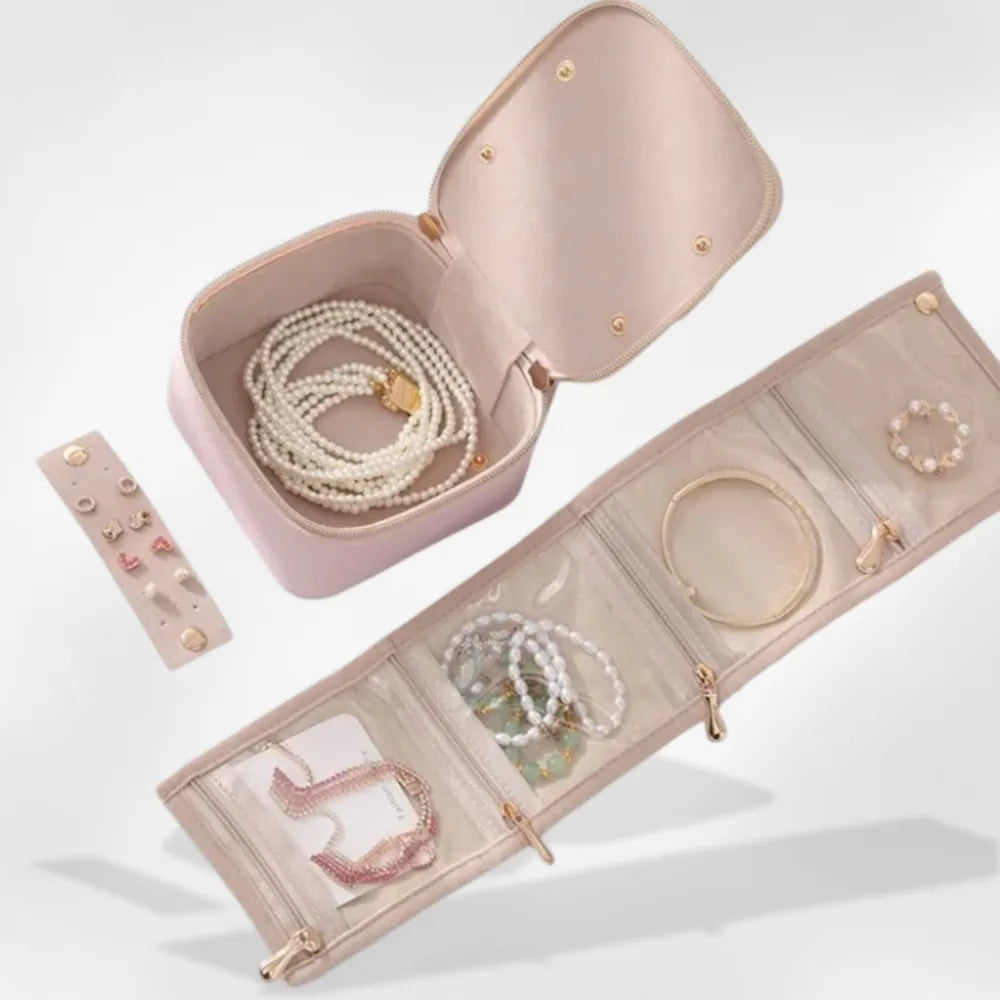 Pochette Bijoux Velours Compact Voyage Anti-Nœud