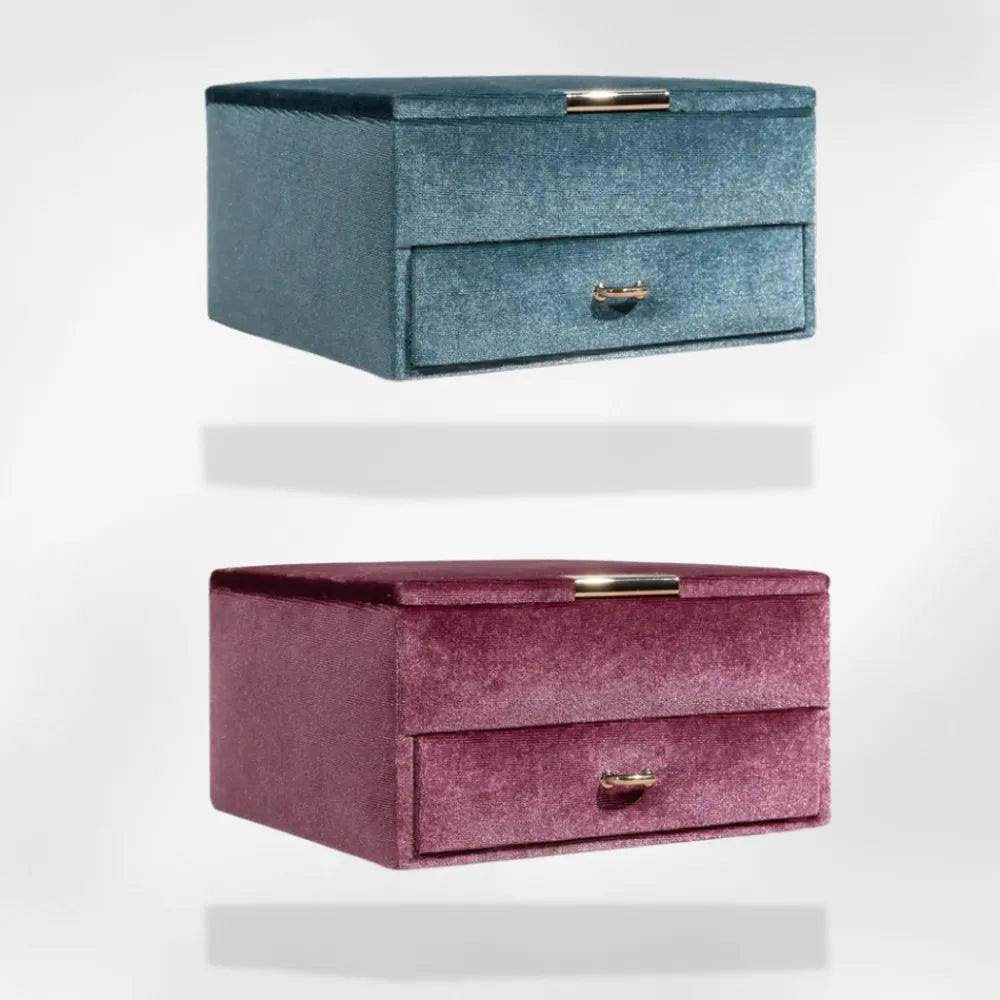 Boîte à Bijoux Velours Couple Double Niveau
