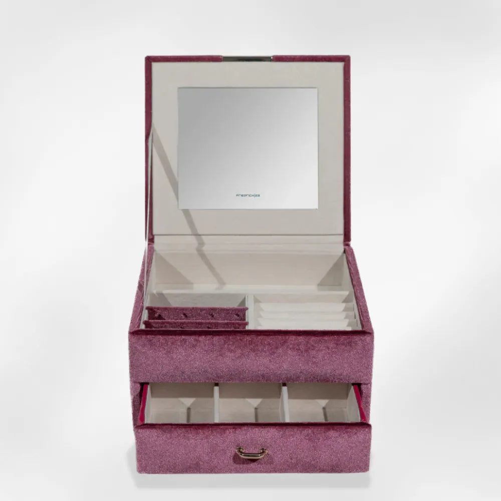 Boîte à Bijoux Velours Couple Double Niveau