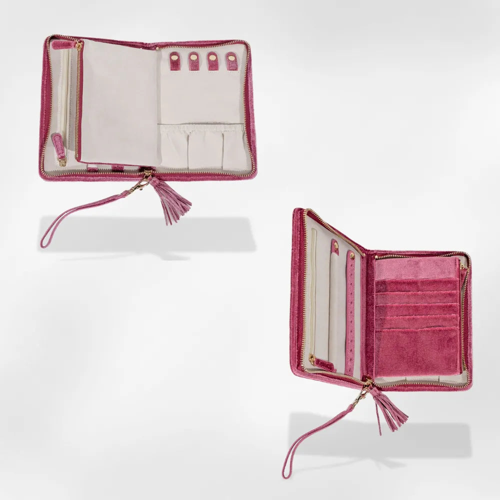 Pochette Bijoux Velours Matelassé Voyage