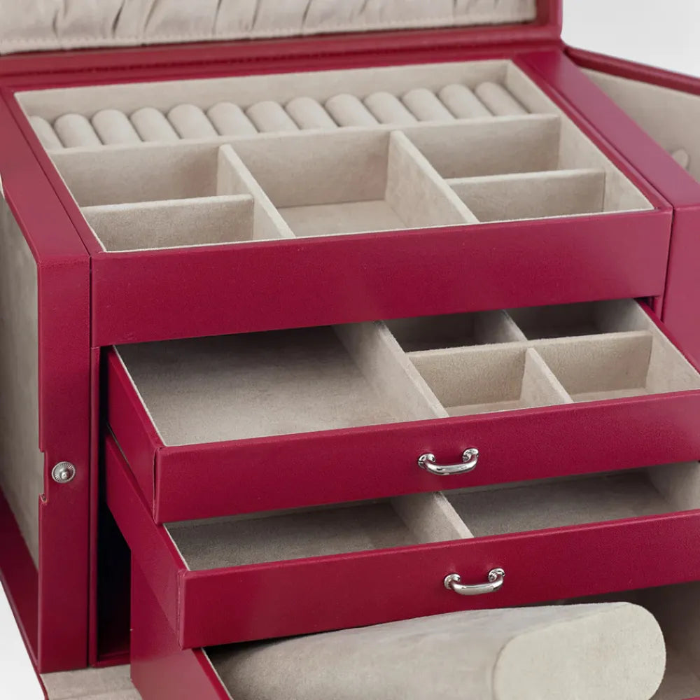 Boîte à Bijoux Cuir Tiroir Miroir Sécurisée