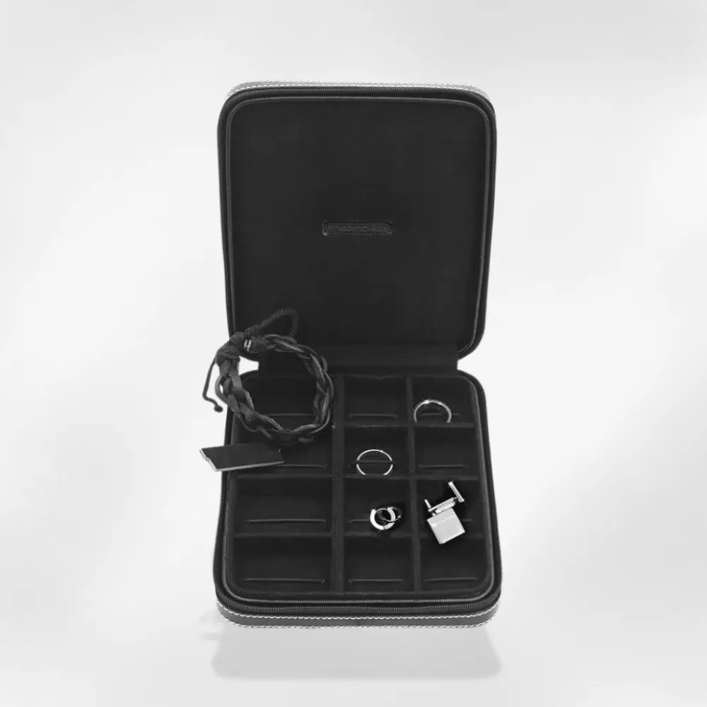 Boîte à Bijoux Cuir Velours Homme Compact
