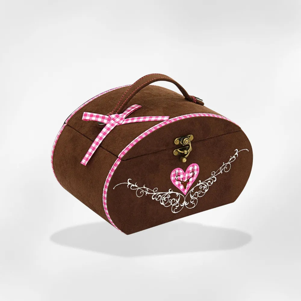 Boîte à Bijoux Daim Compartimentée Brun