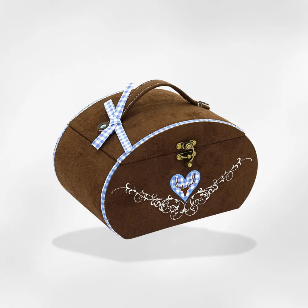 Boîte à Bijoux Daim Compartimentée Brun